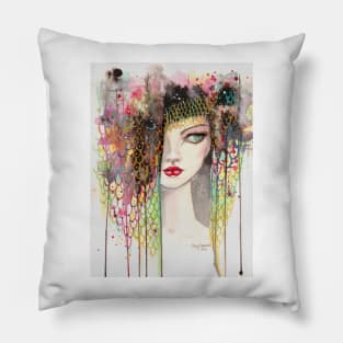 Secrets - Gypsy Woman - Modern Art Portrait - Fantasy Painting by Molly Harrison Pillow