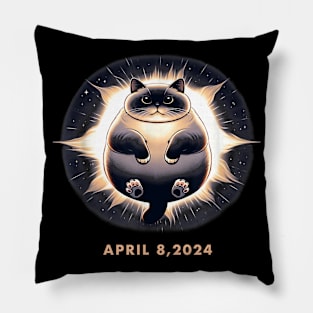 Total Solar Eclipse Funny Fat Cat 8 April 2024 Gift For boys Girls KIds Pillow