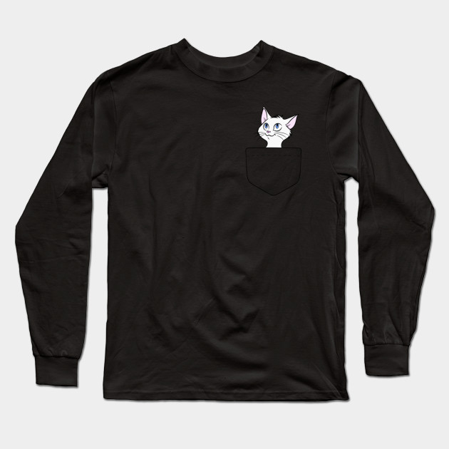 Cute Funny Cat In Pocket Shirt Gift Pocket Cat Long Sleeve T