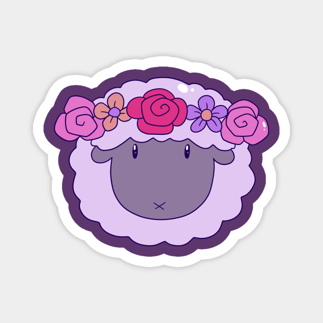 Flower Crown Sheep Face Magnet by saradaboru