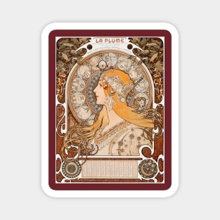 La Plume by Alphonse Maria Mucha Magnet