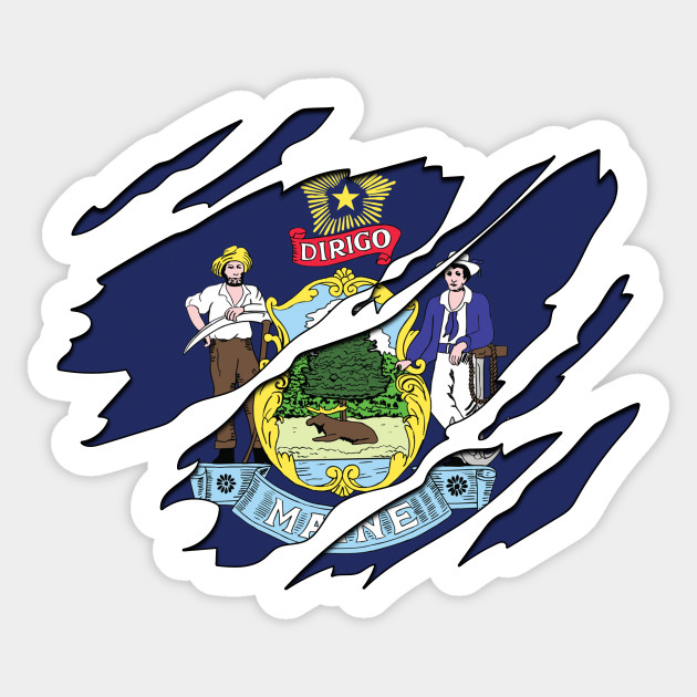 Tear Away Maine Flag Maine Flag Sticker Teepublic