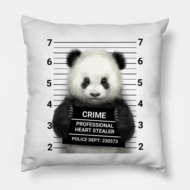 Panda mugshot Pillow by Emmadrawspanda