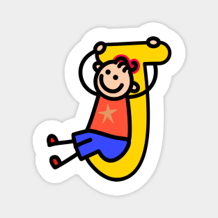 Letter J for Boys alphabet Kids Colorful Cartoon Character Magnet