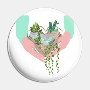 Succulents in heart shaped terrarium Pin