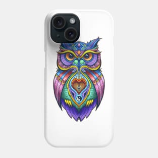 OWL Warrior Tattoo Design, Colorful Zen Spirit Animal Phone Case