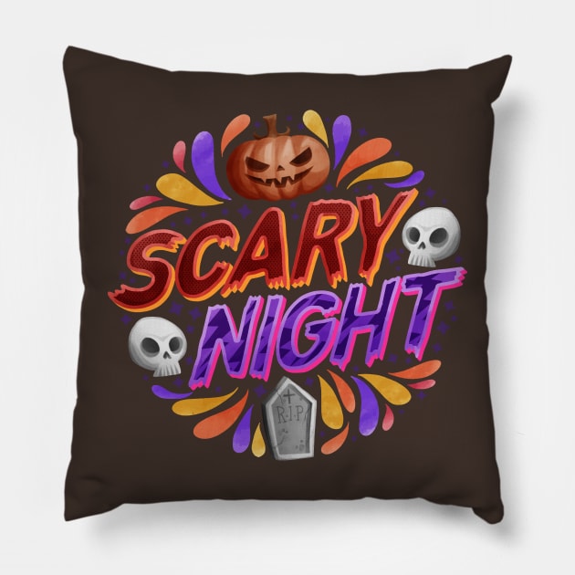 Scary night at Halloween Pillow by Thumthumlam