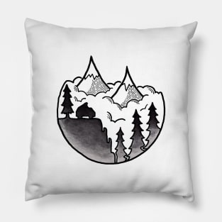 Parked out by a Mountain to admire the view Pillow