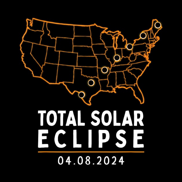 America Totality Total Solar Eclipse April 8 2024 USA Map by Derrick Ly