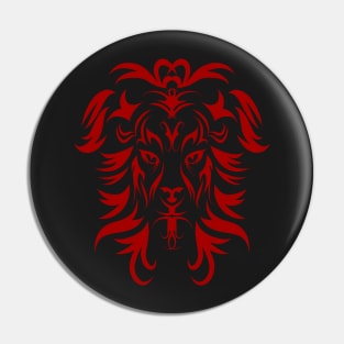 Tribal Tattoo Art Red Lion Head Pin