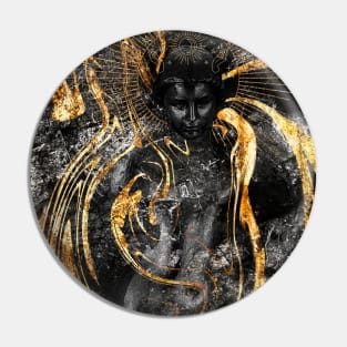 Golden Black Goddess Pin