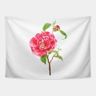 one red camellia flower Tapestry