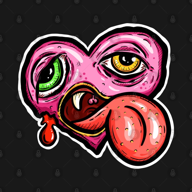 Zombie Heart Bug Tongue Pink by Squeeb Creative