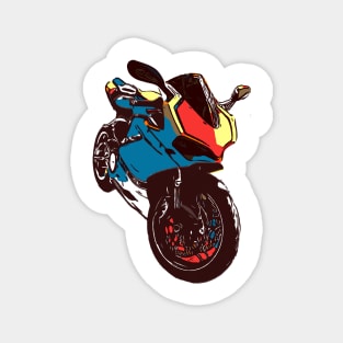 Motorcycle  Pop-Art Vintage Retro Color Magnet