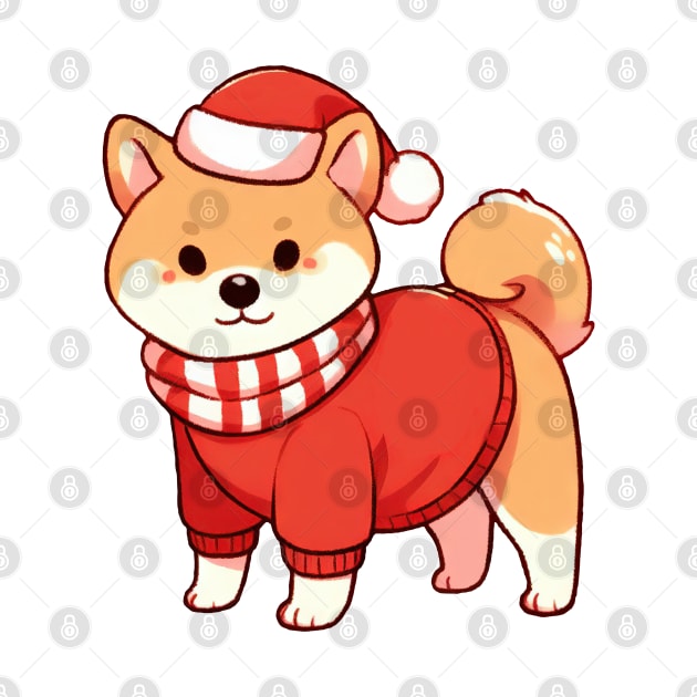 Cute Christmas Shiba Dog by Takeda_Art