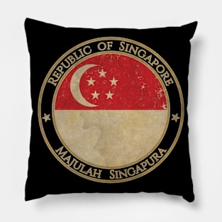 Vintage Republic of Singapore Asia Asian Flag Pillow