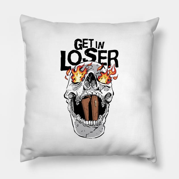 get in loser coffin soft grunge gothic goth aesthetic Pillow by A Comic Wizard
