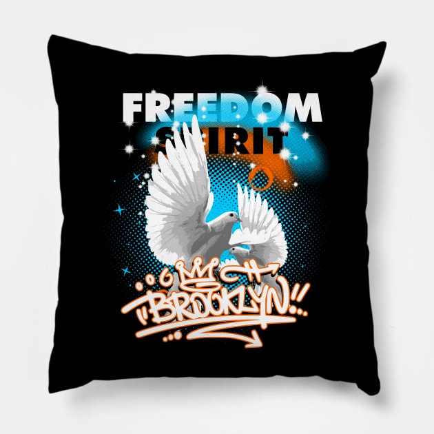 freedom spirit brooklyn Pillow by Naz Aminulloh