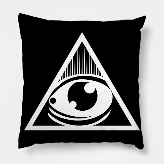 All Seeing Eye White Pillow by TheMysteriousCaravan