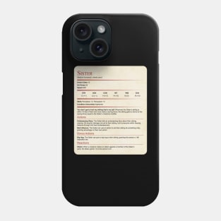 D&D Sister Stat Block Phone Case