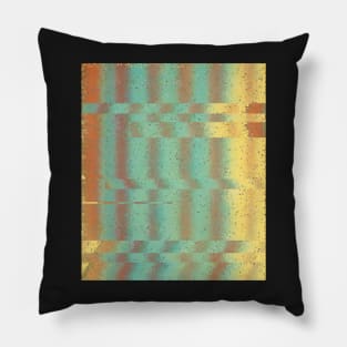 Trippy Glitched Retro Striped Pattern Pillow