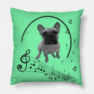 French bulldog and musical notes Pillow