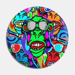 stranger Green Monkey with Grey Sunglasses Pin