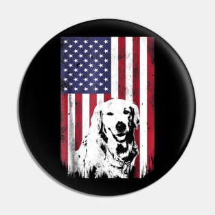 4th Of July Golden Retriever American Flag T Shirt Patriotic Pin