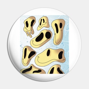 Dripping Melting Smiley Face Vintage Pattern Pin