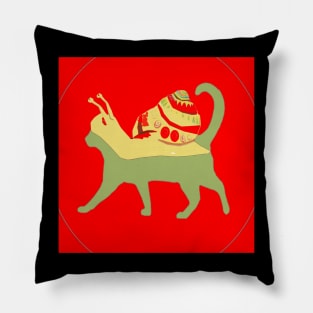 SNAIL CAT RED Pillow