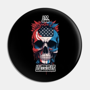 All American 4th of July Skull with the American Flag Pin