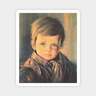 Crying boy cursed painting Magnet