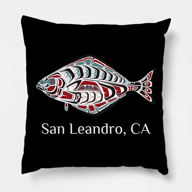 San Leandro, California Halibut Northwest Native American Tribal Gift Pillow by twizzler3b