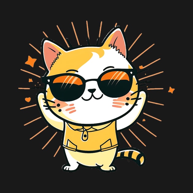 Cute ginger cat wearing sunglasses by ramith-concept