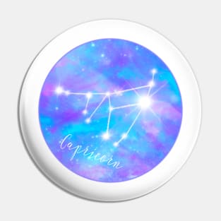 Capricorn zodiac sign. Stars on galaxy background Pin