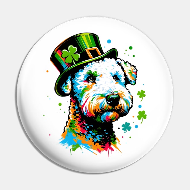 Bedlington Terrier Celebrates Saint Patrick's Day Pin by ArtRUs