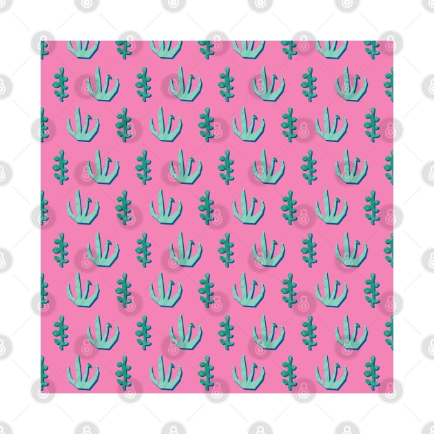 Abstract Papercut Plants On Pink by Sandra Hutter Designs