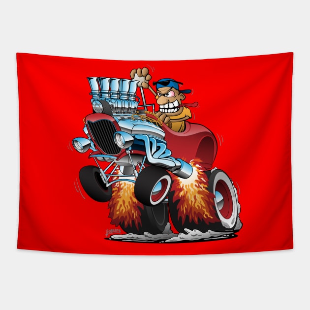 Highboy Hot Rod Race Car Cartoon Tapestry by hobrath