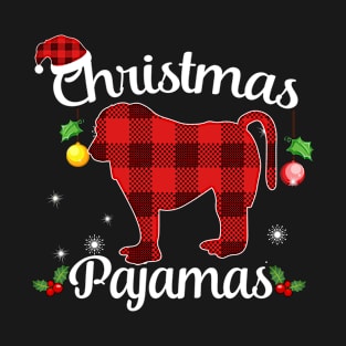 Baboon Buffalo Plaid Christmas Pajamas Funny Xmas Gift T-Shirt