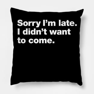 Sorry I'm late. I didn't want to come. Pillow