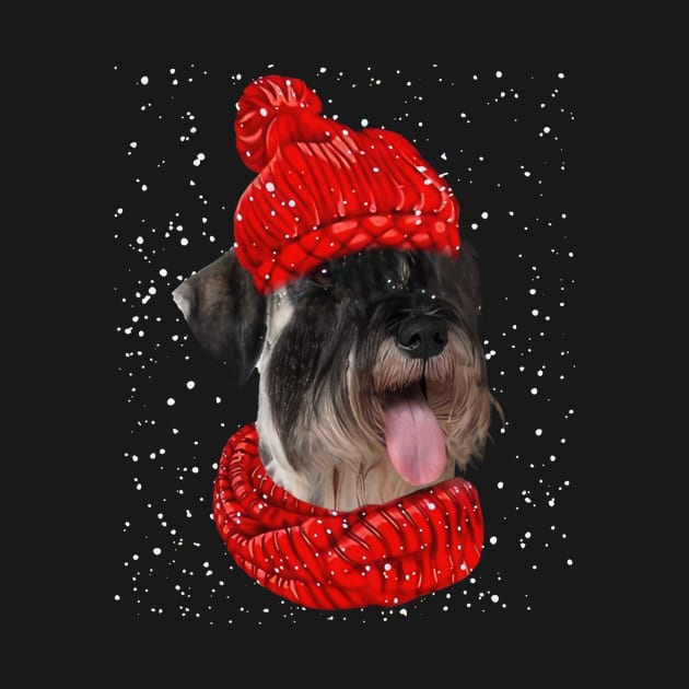 Standard Poodles Wearing Red Hat And Scarf Christmas by Gearlds Leonia