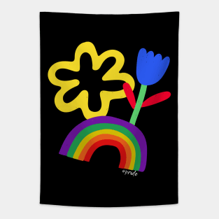 Pride flowers and rainbow Tapestry