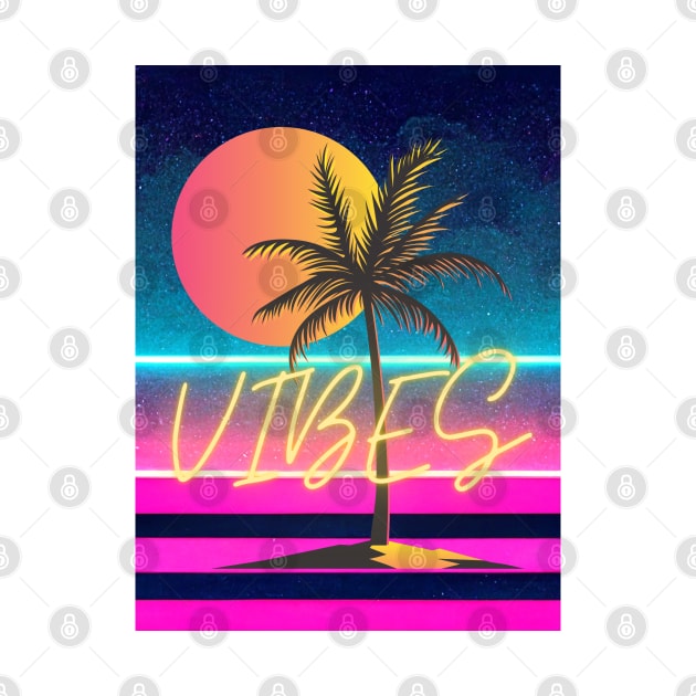 Synthwave Vibes Palm Tree by 80snerd