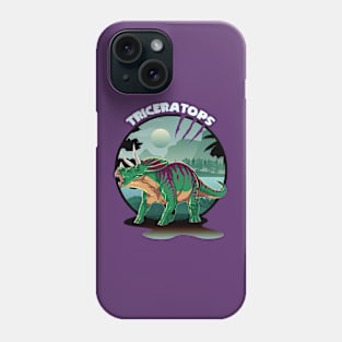 Triceratops Dinosaur Design With Background Phone Case