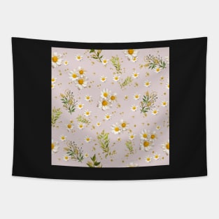 White Daisies Field Pattern Flowers Gerber Floral Pink Tapestry