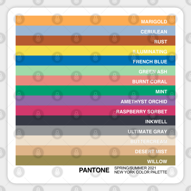 Pantone Color Palette New York Fashion Week Spring Summer 2021 New York Fashion Week Pantone Sticker Teepublic