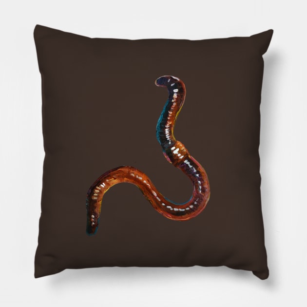 Creepy Cute Earthworm Sticker Pillow by RobertPhelpsArt