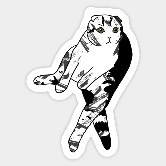 Scottish Fold Cat Sitting Black White And Grey Design Cat