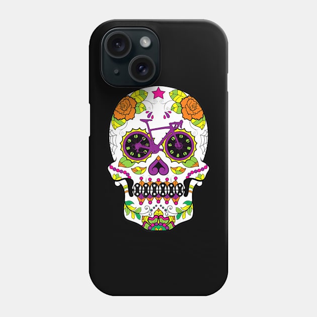 Cycling Skull Floral Skeleton Phone Case by SkullGrungeSHOP