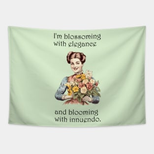 Blossoming Elegance & Blooming Innuendo: Victorian Lady with Flowers Tapestry